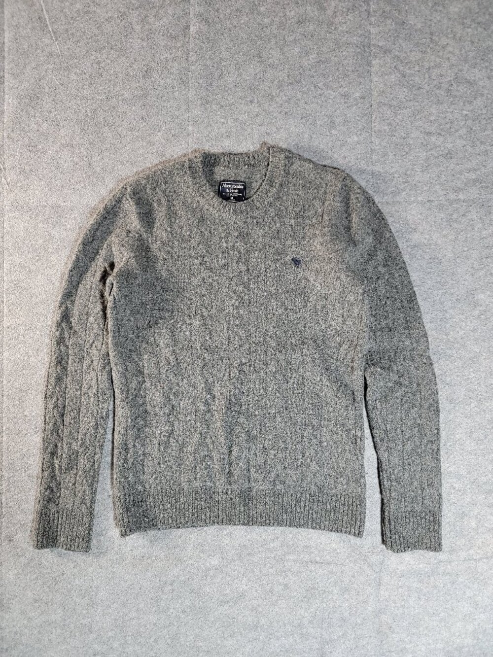 Abercrombie & Fitch Vintage Y2K Heather Grey Wool Blend Crewneck Sweater Mens XS